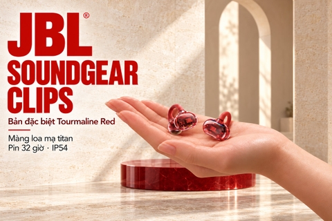 JBL ra mắt tai nghe kẹp tai Soundgear Clips bản đặc biệt Tourmaline Red, màng loa mạ titan