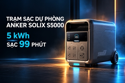 Trạm Sạc Dự Phòng Anker SOLIX S5000 Ra Mắt: 5kWh, Sạc 99 Phút