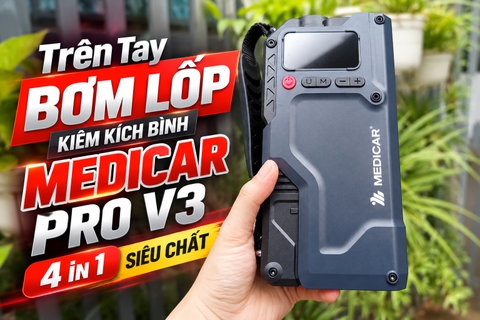 Trên Tay Bơm Lốp Kiêm Kích Bình Medicar Pro V3 4 in 1 Siêu Chất