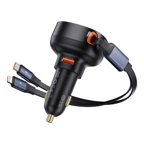 Tẩu sạc ô tô Baseus Enjoyment Pro 60W kèm dây rút gọn tiện lợi