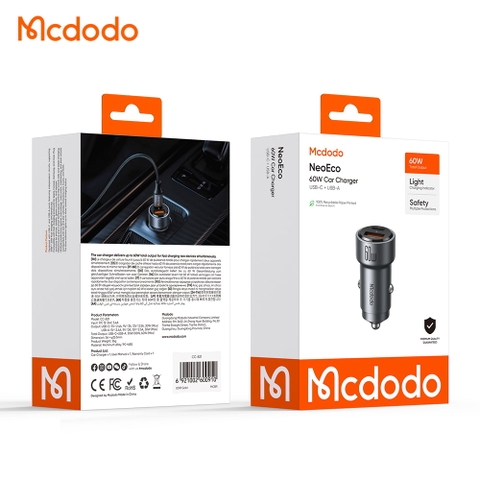 Sạc ô tô Mcdodo CC-821 NeoEco 60W 1C1A
