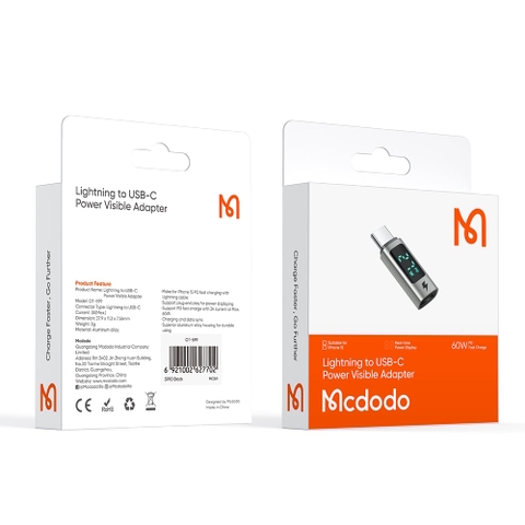 Đầu chuyển Lightning sang USB-C Mcdodo OT-599 PD 60W màn hình