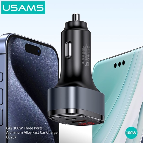 https://chube.vn/tau-sac-xe-hoi-usams-cc257-c42-100w-3-cong-aluminum-alloy-fast-car-charger