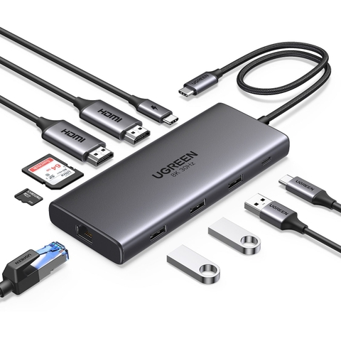 Hub Đa Năng Ugreen 15534 10 trong 1 hỗ trợ 2 cổng HDMI