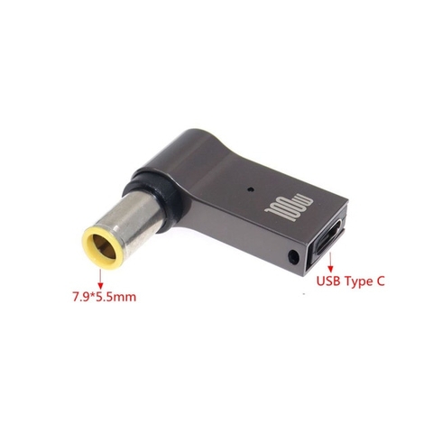 Đầu chuyển Type-C sang DC laptop 100W góc vuông