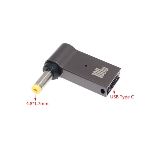 Đầu chuyển Type-C sang DC laptop 100W góc vuông