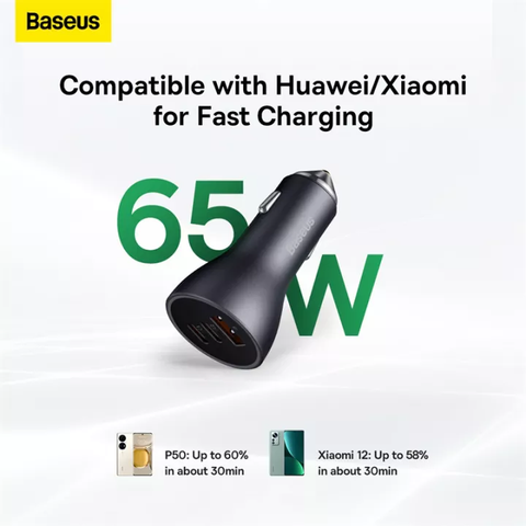 Tẩu sạc ô tô 65W Baseus Golden Contactor Pro Triple Fast Charger Car Charger