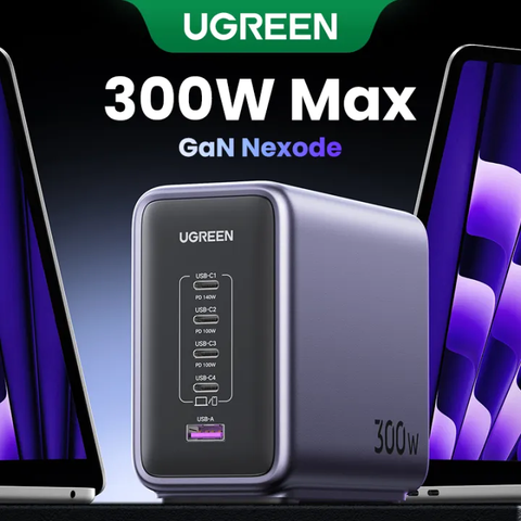 Củ sạc 300W Ugreen Nexode GAN 5 cổng USB-C