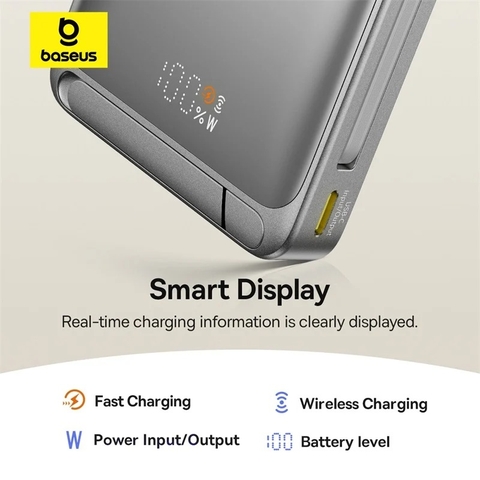 Pin Dự Phòng Từ Tính Baseus Nomos Qi2 Kickstand 45W (Kèm Cáp USB-C)