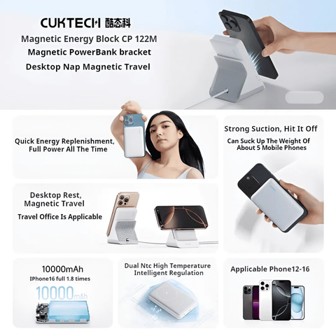 Pin dự phòng Cuktech WPB100N 10000mAh kèm đế sạc từ tính