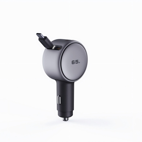 Tẩu sạc ô tô AUKEY CC-P5 67W, cáp USB-C kéo rút