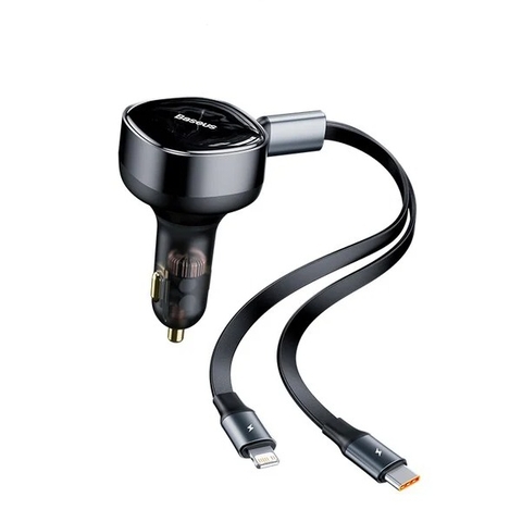 Tẩu sạc ô tô tích hợp dây cáp rút gọn 30W C+L Baseus Enjoyment Retractable 2 in 1 Car Charger