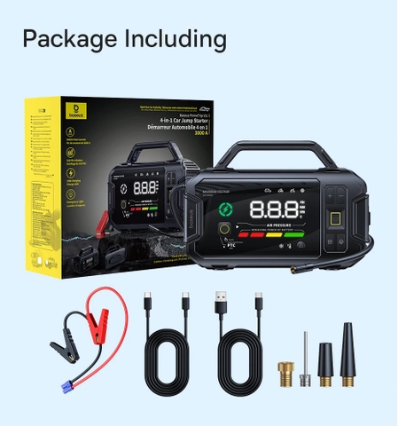 Bơm lốp kích bình Baseus PrimeTrip VJ1 4 in 1 3000A 21600mAh