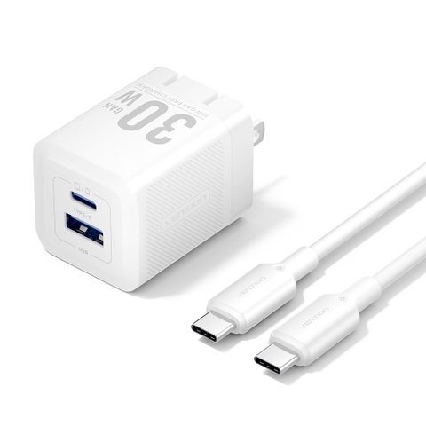 Bộ Sạc Nhanh C+A Kèm Cáp C to C VENTION FEQ 30W