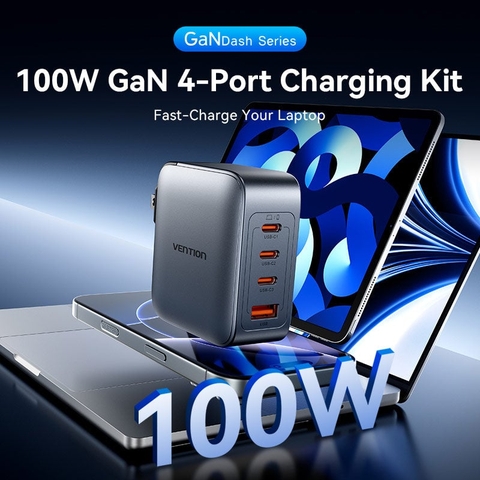 Bộ sạc nhanh VENTION 100W 4 Cổng C+C+C+A kèm cáp