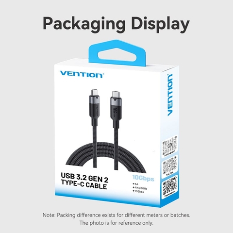 Cáp C to C hỗ trợ xuất Video 4K60Hz VENTION TRG USB 3.2 Gen2 10Gbps
