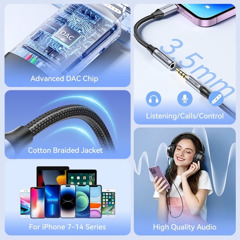 Cáp Chuyển Âm Thanh Lightning to 3.5mm VENTION BMB