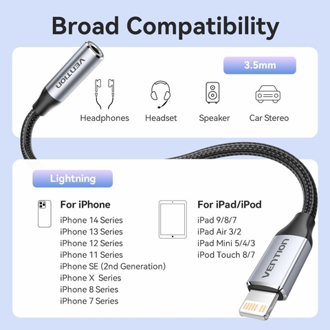 Cáp Chuyển Âm Thanh Lightning to 3.5mm VENTION BMB