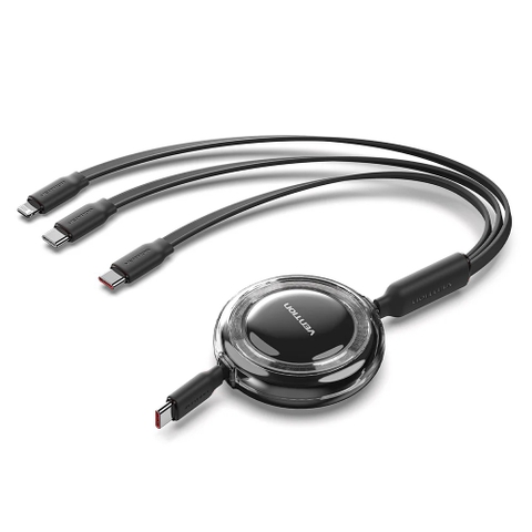 Cáp Sạc Dây Rút Đa Năng 3-in-1 C to L+2C VENTION TRK 100W