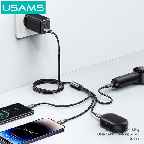Cáp sạc USAMS SJ739 4In1 15W USB TO 2C+1L+1M