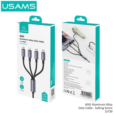Cáp sạc USAMS SJ739 4In1 15W USB TO 2C+1L+1M