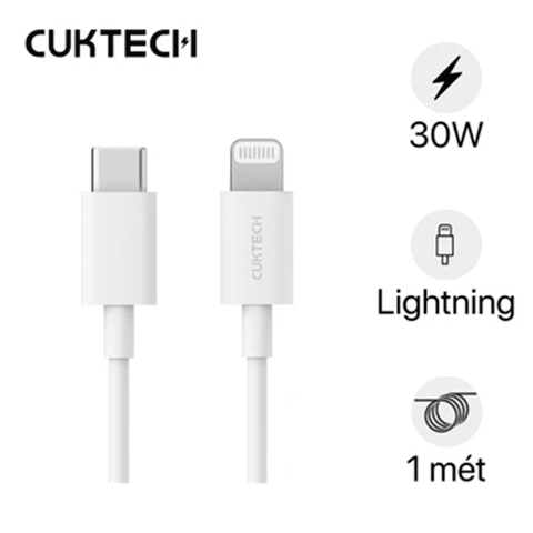 Cáp sạc Type C sang Lightning 1m Cuktech AL870 30W PD3.0
