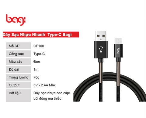 Cáp sạc TypeC Bagi CF100