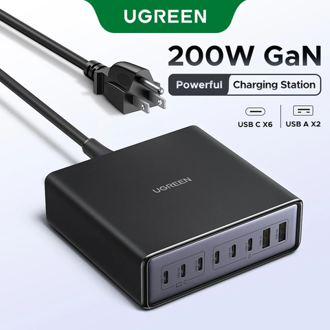 Bộ sạc GaN UGREEN X766 200W 8 cổng 6C2A