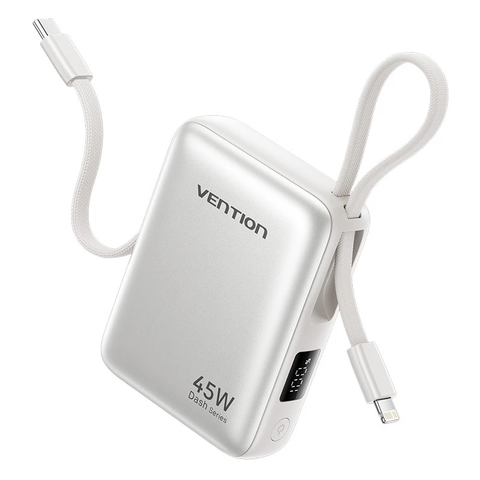Pin dự phòng mini Vention FKM tích hợp cáp USB-C và Lightning 45W 10000mAh