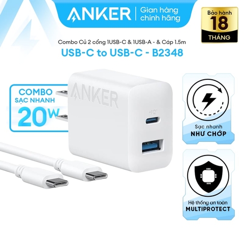 Củ sạc 20W ANKER B2348 kèm cáp C to C 1C1A