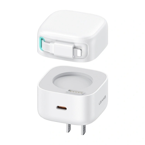 Củ sạc 35W USAMS US-CC210 GaN cáp rút Lightning