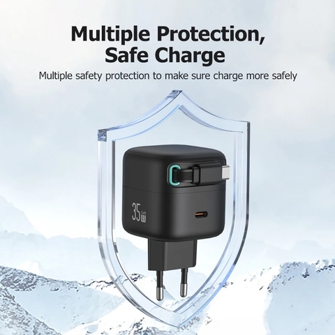 Củ sạc 35W USAMS US-CC210 GaN cáp rút Lightning