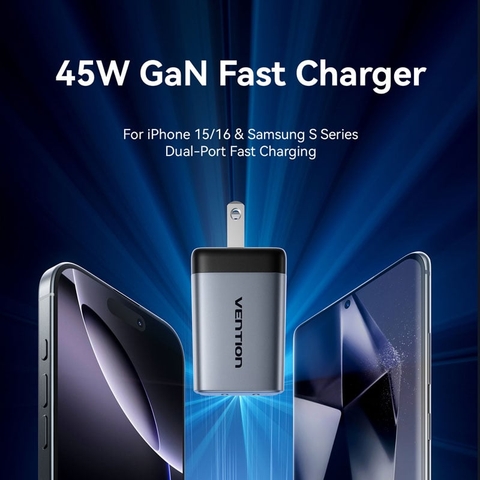 Củ sạc nhanh VENTION 45W C+C GaNDash