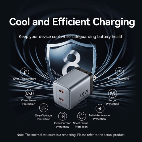 Củ sạc nhanh VENTION 45W C+C GaNDash