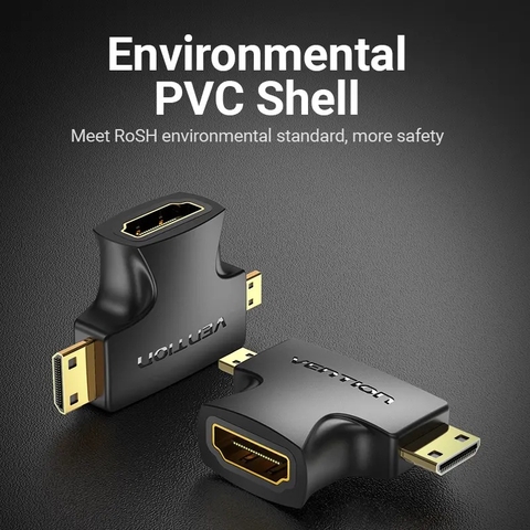 Đầu chuyển đổi 2in1 Mini+Micro HDMI to HDMI VENTION AGF