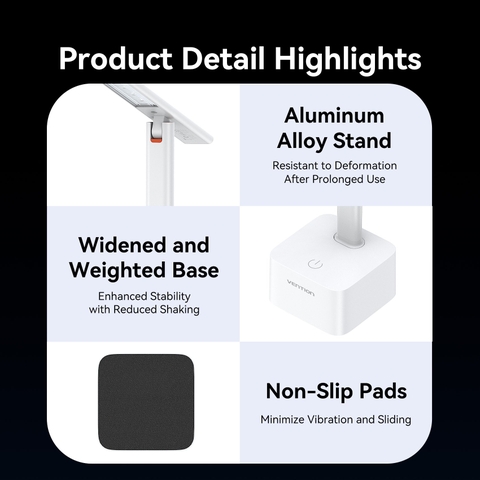 Đèn bàn pin sạc VENTION PDB 2700K-6000K dùng đến 15H