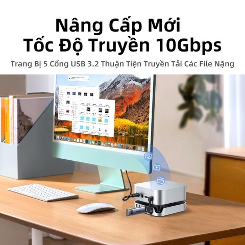 Dock mở rộng cho MacMini 4 Ugreen 65487 11 Cổng có khe M.2 NVMe