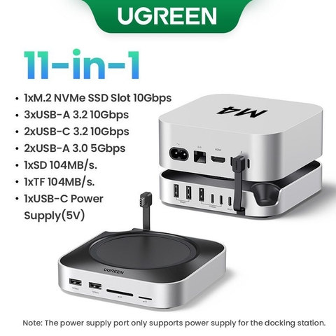 Dock mở rộng cho MacMini 4 Ugreen 65487 11 Cổng có khe M.2 NVMe