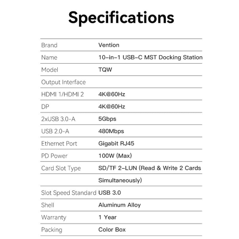 Hub Mở Rộng Kết Nối Đa Năng VENTION TQUHB 4K@60Hz