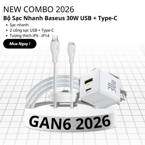 Combo Sạc Nhanh Baseus Palm C+U 30W