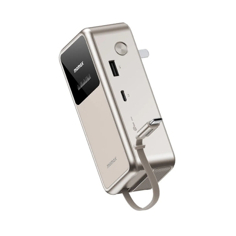 Pin dự phòng 3in1 Momax Hybrid GaN 1-PAC⁺10000mAh với cáp rút