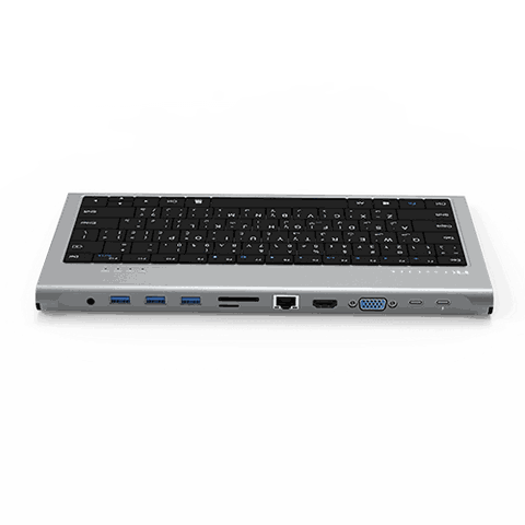 Bàn phím kiêm bộ chia cổng 11 in 1 USB-C Keyboard Hub Feeltek