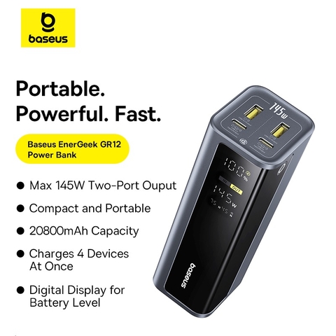 Pin dự phòng Baseus EnerGeek GP12 có màn hình 20800mAh 145W
