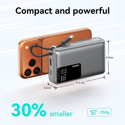 Pin Dự Phòng MOKIN MOPB0205 20000mAh 65W CCC màn hình thông minh