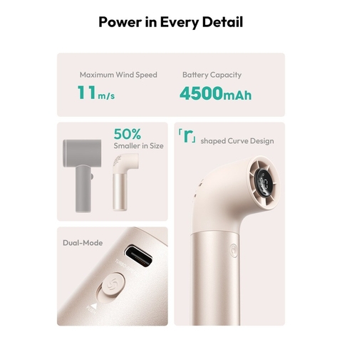Quạt Cầm Tay Mini AECOOLY Aero Ultra Vỏ Nhôm 19000RPM 16h