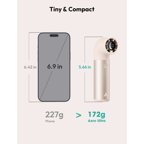 Quạt Cầm Tay Mini AECOOLY Aero Ultra Vỏ Nhôm 19000RPM 16h