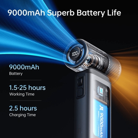 Quạt cầm tay JisuLife Ultra2 9000mAh 100 Tốc Độ Gió, 25h