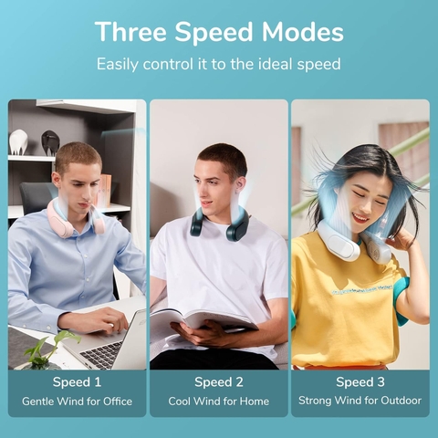 Quạt đeo cổ không cánh JISULIFE FA12R Tuabin đôi