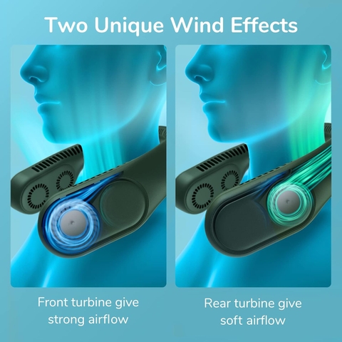 Quạt đeo cổ không cánh JISULIFE FA12R Tuabin đôi