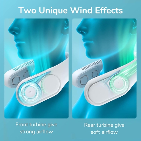 Quạt đeo cổ không cánh JISULIFE FA12R Tuabin đôi